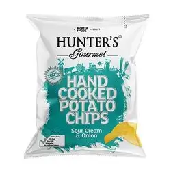 Hunter's Gourmet Sour Cream & Onion Hand Cooked Potato Chips, 125g