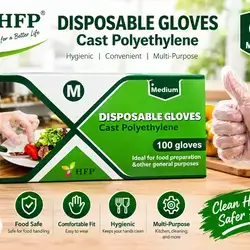 DISPOSABLE GLOVES Cast Polyethylene Size Medium