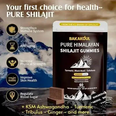 Pure Shilajit Himalayan with Ashwagandha, Turmeric, tribulus, ginseng, Sugar-Free, Organic Shilajit for Men and Women, Boosts Energy & Immunity, anti aging, Skin Health, Blood sugar regulation, minerals for optimal health, 60 Gummies Shilajit, شيلاجيت