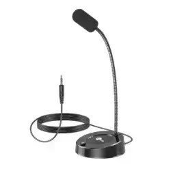 Lecoo MC01 Wired Multimedia 360° Flexible Desktop Microphone with AUX Input, Black