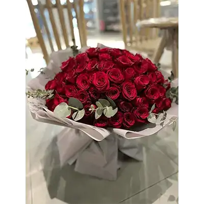 Bouquet Of Red Flowers With Accessories, 99 Flowers