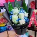 Natural Rose Bouquet, Red Rose, Gypsophila, Vegetables