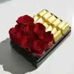 Rectangular Box Rose Red Rose Chocolate Golden