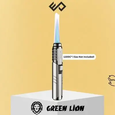 Green Lion Jet Flame Windproof Lighter - Silver