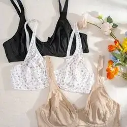 Shein Underwear&Sleepwear Basics Plus Size Women's Flowery Bralette (3pcs/Set) Size: 0xl