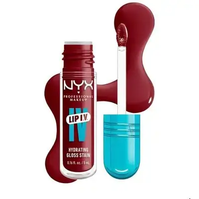 NYX Professional Makeup Lip IV Hydrating Gloss Stain, Lip Gloss, Up to 12HR Hydration, High Coverage. Wet Shine Finish, Cranberry Splash