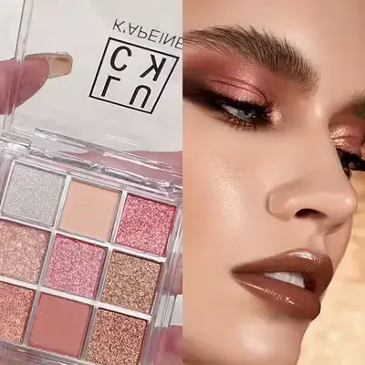 K'APEINE 9-Color Glitter & Matte Eyeshadow Palette - 01 Rose Pink