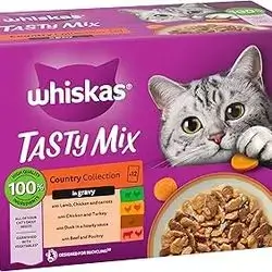 whiskas tasty mix country collection in gravy 12x85g