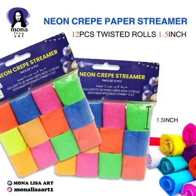 Neon Crepe Streamer 6pcs-1.5inch