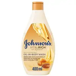 Johnson's Oil-In-Body Wash Vita-Rich 400ml with Almond Oil and Shea Butter for Nourishing and Softening Skin