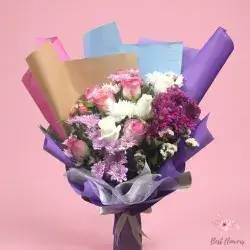 Bouquet Flowers- Purple&White