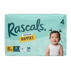 Rascals Premium Baby Tape Diapers Size 4 10-15 Kg 36 Count