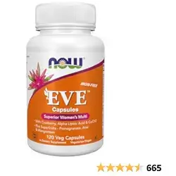 NOW EVE ,Vegan multivitamin for women (gluten and diary free), made in the US 120CAPs
