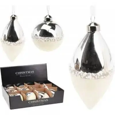 Koopman Ornament Glass 8Cm Silv Velvet