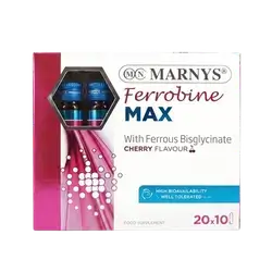 Ferrobine Max with Ferrous Bisglycinate Cherry Flavour 20Pcs × 10ml _ MARNYS
