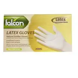 FALCON LATEX GLOVES PRE-POWDERED SIZE MEDIUM 100 GLOVES