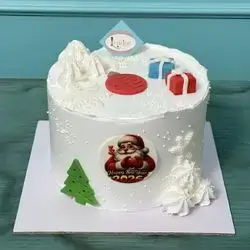 Vanilla cake snow decoration