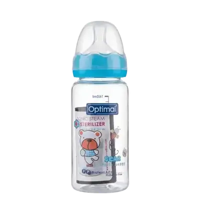 Glass Feeding Bottle 120ml Blue Color OPB-1097 _ Optimal