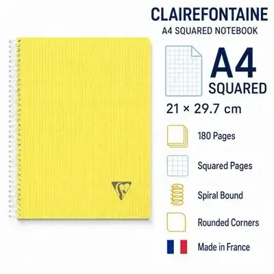 Clairefontaine A4 Grid Notebook – 180 pages – 90 gsm
