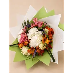 Chrysanthemum, Alstroemeria, and White Rose Bouquet