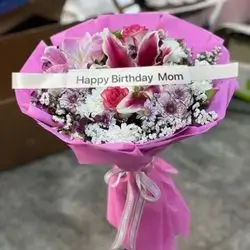 Lily, Rose And Dawoodi Bouquet Of 40 Flowers