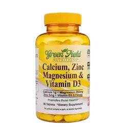 Calcium Zinc Magnesium & Vitamin D3 Promotes Bones Health 90 Tablets _ Green Field