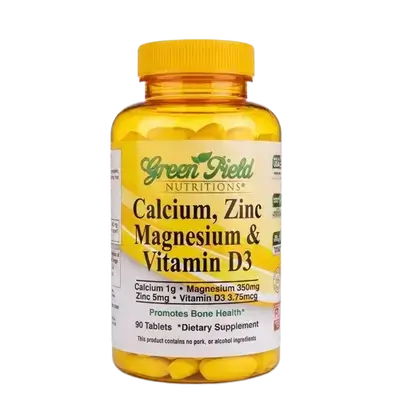 Calcium Zinc Magnesium & Vitamin D3 Promotes Bones Health 90 Tablets _ Green Field