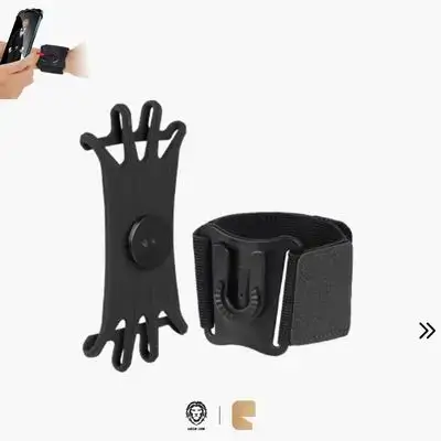 Green Lion Detachable Sports Armband (4"–6.8") 360° Rotation & Adjustable Elastic Strap - Black
