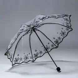 1pc Floral Pattern Clear Umbrella