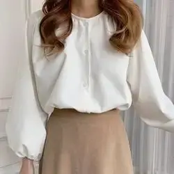 DAZY 1pc Women Solid Color Lantern Sleeve Blouse Size Large