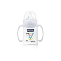 Wide Neck Feeding Bottle 180ml (+0) with Handle - White