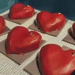 Heart-Shaped Red Mousse Cake