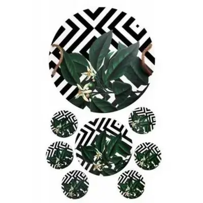 Wooden And Glass Patterned American Service 8 Prc