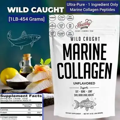 Marine Collagen Peptides Powder, Sourced from Wild-Caught Fish, Pescatarian Friendly, Keto Certified & Non-GMO Verified, Halal, Marine Collagen, Fish Collagen, Collagen peptides, Highest Quality, Beauty Powder, 45 Servings collagen