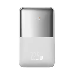 Baseus Bipow Pro Digital Display Fast Charge Power Bank 20000mAh 22.5W White (With Simple Series Charging Cable USB to Type-C 3A