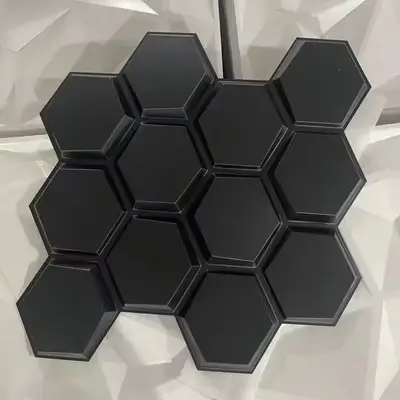 3D Wall Panel Hexagon Black TD038