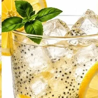 Iced Lemon With Basil Seeds