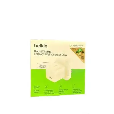 BELKIN PD 25W PPS USB-C WALL CHARGER WHITE (Charging Head)