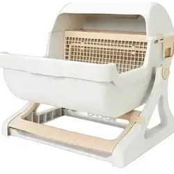[Sandbox (Material)] Made Of Polypropylene, This Litter Box Is Durable, Strong, Impact-resistant, And Not Easily Deformed. It's Safe And Practical, Ensuring The Safety Of Your Pets. [Anti-spilling Design] The Raised Back And Lid Minimize Litter Spillage. Your Cat Won't Feel Trapped Or Like They're Being Blindly Ambushed With This Dedicated Cat Litter Box. [Spacious] The Wide Interior Allows Your Furry Friend To Easily Turn Around Or Enter/exit; The Enclosed Design Keeps Everything Secure Inside, So Your Cat Feels Safe And Comfortable. [Stylish And Simple] Enhance Your Home Décor With The Unique, Simple Design And Fresh Color Palette Of This Cat Litter Box. It's Not Just A Practical Pet Accessory, But Also Adds A Touch Of Elegance And Style To Your Living Space. Embrace Functionality Without Compromising On Aesthetics. [Spacious] This Litter Box Provides Your Cat With Its Own Private Space, Offering A Comfortable Area For It To Relieve Itself In Peace.