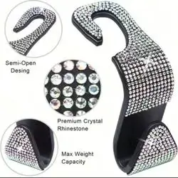 1pc Shiny Rhinestone Car Rear Seat Headrest Hook, Car Purse Bag Holder