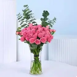 Imported Baby Rose Bouquet with Vase