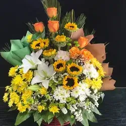 Basket Of Flowers-Yellow&Orange&White