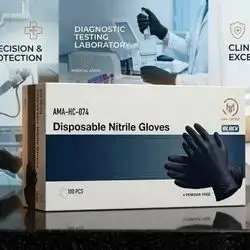 Disposable Nitrile Gloves Black Large - AMA GROUP (100 PCS)