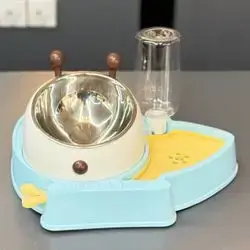 Double Cat Bowls Water & Food Bowl Set 