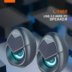 Kisonli PC (Computer) USB Dual Speaker connector 3.5mm aux , USB Power Supply, RGB lights High Quality L-1060