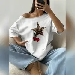 SHEIN Cherry Print Graphic Oversized T-Shirt - Small
