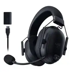 Razer BlackShark V2 HyperSpeed Wireless Gaming Headset: 280g Lightweight - THX Spatial Audio - Bendable Mic - 50mm Drivers - 2.4GHz, Bluetooth or USB - 70 Hr Battery w/USB Type C Charging - Black