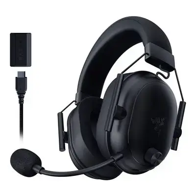 Razer BlackShark V2 HyperSpeed Wireless Gaming Headset: 280g Lightweight - THX Spatial Audio - Bendable Mic - 50mm Drivers - 2.4GHz, Bluetooth or USB - 70 Hr Battery w/USB Type C Charging - Black