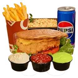 Flat Chicken Burger Set