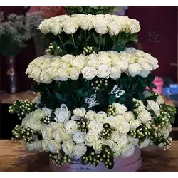 400 White Roses Tiered Arrangement
